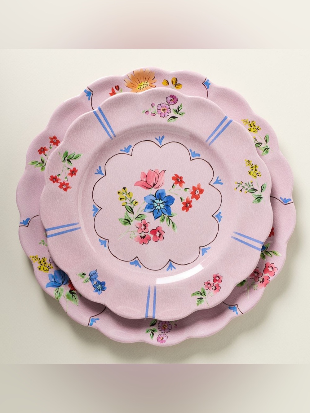 Set of 4 Anthropologie Annette Lilac Ice Pink Dessert Plates